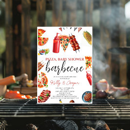 pizza bbq sauce baby shower 招待状