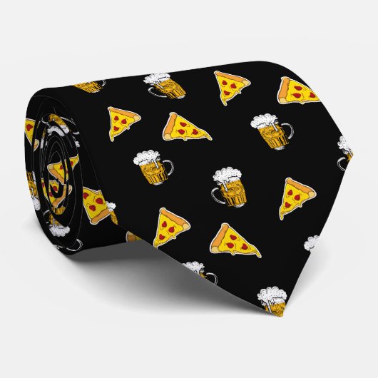 Pizza,beer,pizza lover,foodie,food,drink,pattern ネクタイ (ロール)