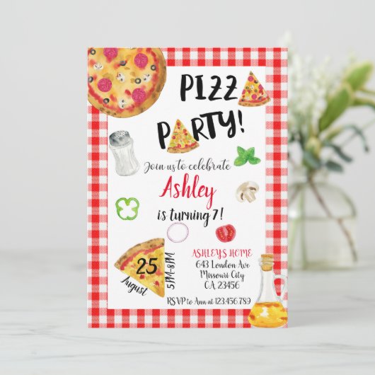 Pizza Birthday Invitation, Pizza Invitation 招待状 (スタンド正面)