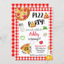 Pizza Birthday Invitation, Pizza Invitation