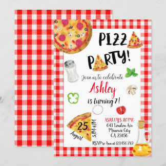 Pizza Birthday Invitation, Pizza Invitation 招待状