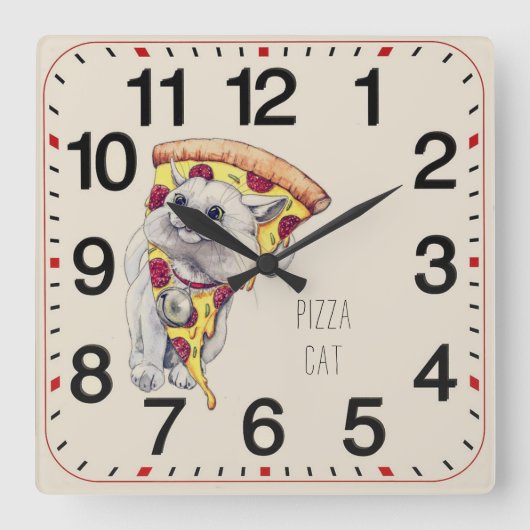 Pizza cat スクエア壁時計 (正面)