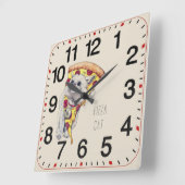 Pizza cat スクエア壁時計 (傾斜)