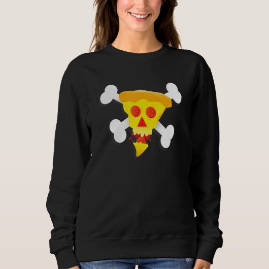 Pizza, Cheese, Skull, Pepperoni, Food, Bones, Pira スウェットシャツ (正面)