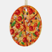 Pizza Christmas, Funny Foodie, White Elephant Gift セラミックオーナメント (右)