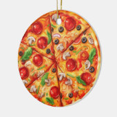 Pizza Christmas, Funny Foodie, White Elephant Gift セラミックオーナメント (左)