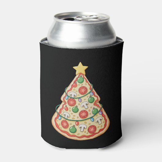 Pizza Christmas Tree Xmas Lights Crustmas Holiday 缶クーラー (缶正面)