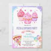 Pizza cupcake girl theme invite 招待状 (正面)