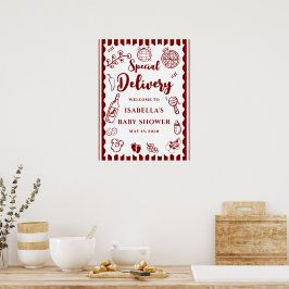 Pizza doodle special Delivery Baby Shower  ポスター