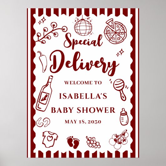 Pizza doodle special Delivery Baby Shower  ポスター (正面)
