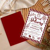 Pizza doodle special Delivery Baby Shower  招待状