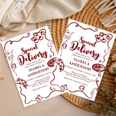 Pizza doodle special Delivery Baby Shower  招待状