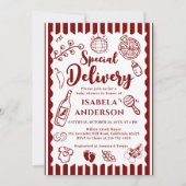Pizza doodle special Delivery Baby Shower  招待状 (正面)