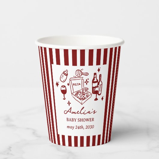 Pizza doodle special Delivery Baby Shower 紙コップ (裏面)