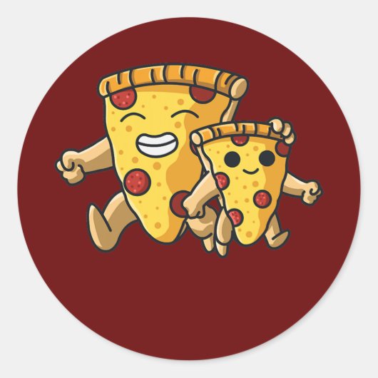 Pizza Father and Son Pizza Family ラウンドシール (正面)