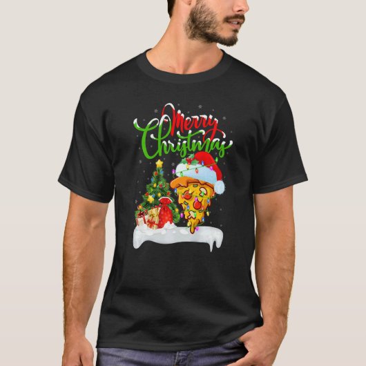 Pizza Food  Xmas Decorations Santa Pizza Christmas Tシャツ (正面)