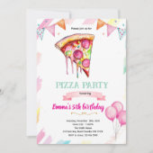Pizza girl party theme invitation 招待状 (正面)