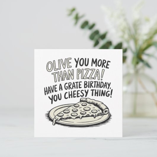 Pizza Happy Birthday カード (スタンド正面)