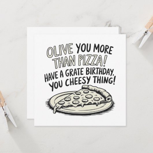Pizza Happy Birthday  カード (正面/裏面インサイチュ)