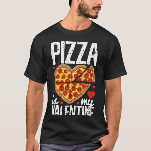 Pizza Heart Valentines Day s Men Women Pepperoni Tシャツ (正面)