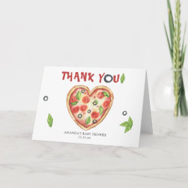 pizza heart watercolor baby shower THANKS サンキューカード