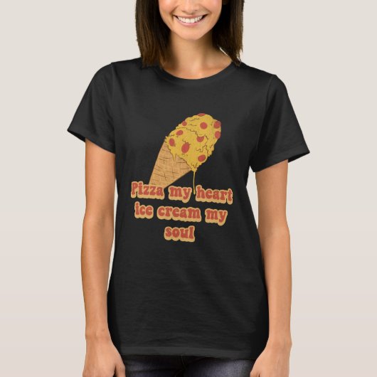 Pizza & Ice Cream  Foodie  Heart Soul Chef Retro Tシャツ (正面)