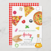 Pizza Invitation, Pizza Invite, Pizza Birthday 招待状 (正面/裏面)