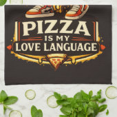 Pizza Is My Love Funny Pizza Lover Gift  キッチンタオル (折り畳み)