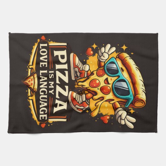 Pizza Is My Love Funny Pizza Lover Gift  キッチンタオル (横)