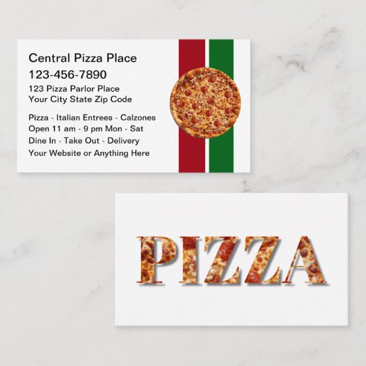 Pizza Italian Restaurant Theme Business Cards 名刺 (正面/裏面)