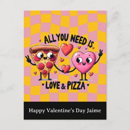 Pizza Love Valentines Day Postcard シーズンポストカード (正面)