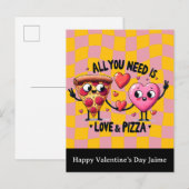 Pizza Love Valentines Day Postcard ポストカード (正面/裏面)