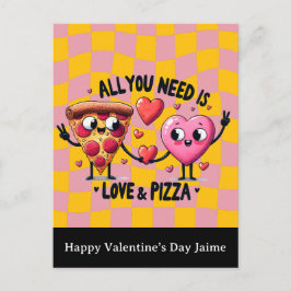 Pizza Love Valentines Day Postcard ポストカード