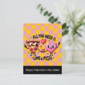 Pizza Love Valentines Day Postcard ポストカード (スタンド正面)