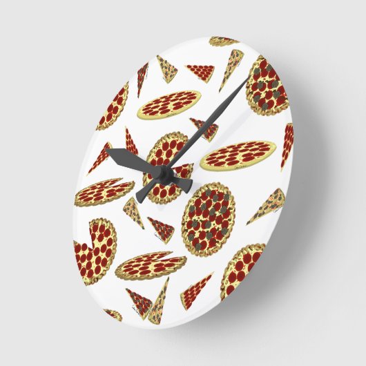 Pizza Lover's Pattern  ラウンド壁時計 (傾斜)