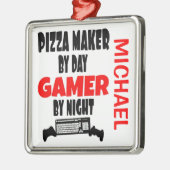 Pizza Maker Loves 遊's Video Games メタルオーナメント (左)