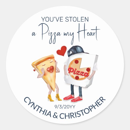 Pizza My Heart Wedding ラウンドシール (正面)