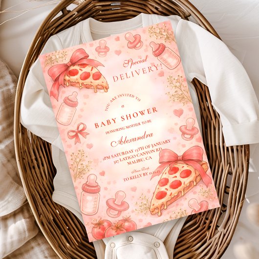 Pizza Night Baby Shower 招待状