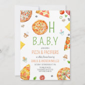 Pizza & Pacifiers Baby Shower, Pizza Baby Shower 招待状 (正面)