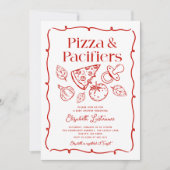 Pizza & Pacifiers Hand Drawn Italian Baby Shower 招待状 (正面)