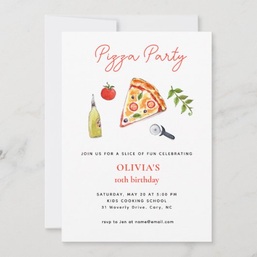 PIZZA PARTY なんでも誕生日招待状 案内状 (正面)