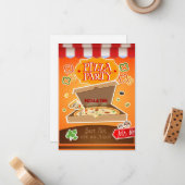 Pizza Party ノートカード (正面/裏面インサイチュ)