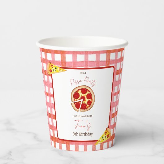Pizza Party Any Age Birthday Paper cup 紙コップ (裏面)