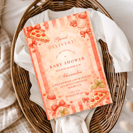 Pizza Party Baby Shower 招待状