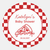 Pizza Party Baby Shower Favor Stickers ラウンドシール (正面)