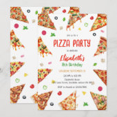 Pizza Party Birthday Invitation 招待状 (正面/裏面)