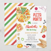 Pizza Party Birthday Invitation 招待状 (正面/裏面)
