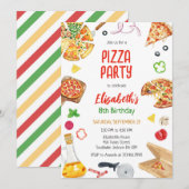 Pizza Party Birthday Invitation 招待状 (正面/裏面)
