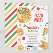 Pizza Party Birthday Invitation 招待状 (正面/裏面)