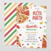 Pizza Party Birthday Invitation 招待状 (正面/裏面)
